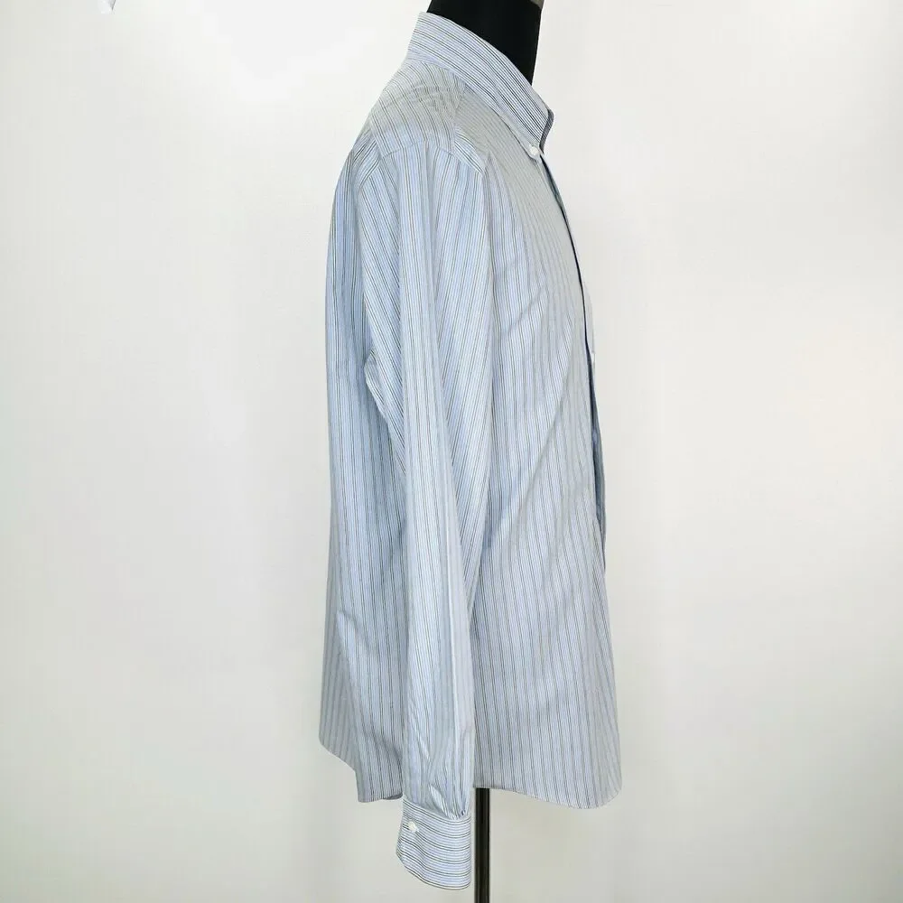 Vintage Brooks Brothers Shirt Men 16 -34 Blue Green Supima Cotton Preppy Classic